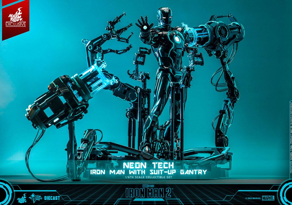 Iron Man 2 Actionfigur 1/6 Neon Tech Iron Man mit Suit-Up Gantry 32 cm