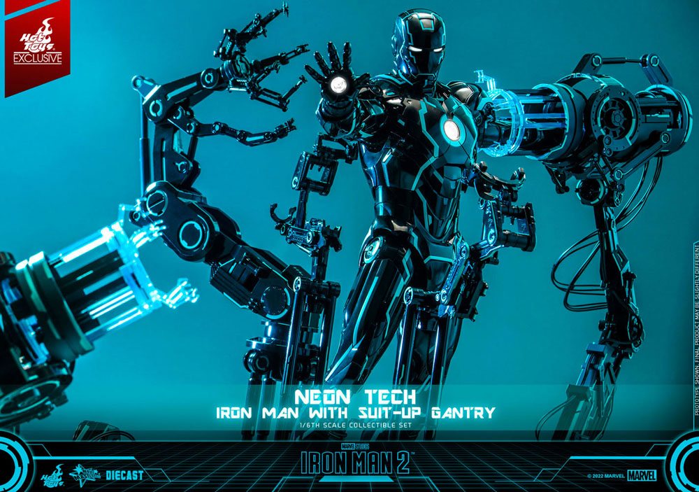 Iron Man 2 Actionfigur 1/6 Neon Tech Iron Man mit Suit-Up Gantry 32 cm