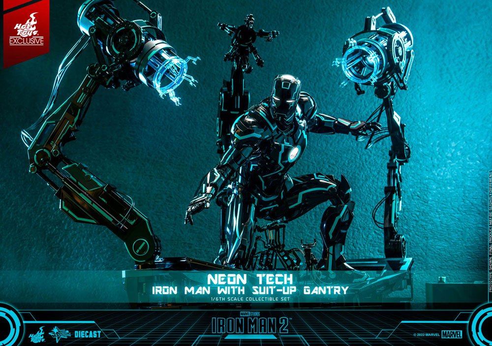 Iron Man 2 Actionfigur 1/6 Neon Tech Iron Man mit Suit-Up Gantry 32 cm