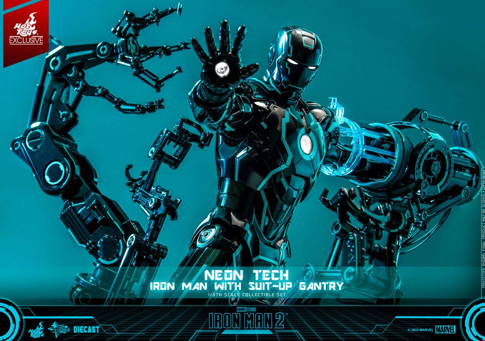 Iron Man 2 Actionfigur 1/6 Neon Tech Iron Man mit Suit-Up Gantry 32 cm