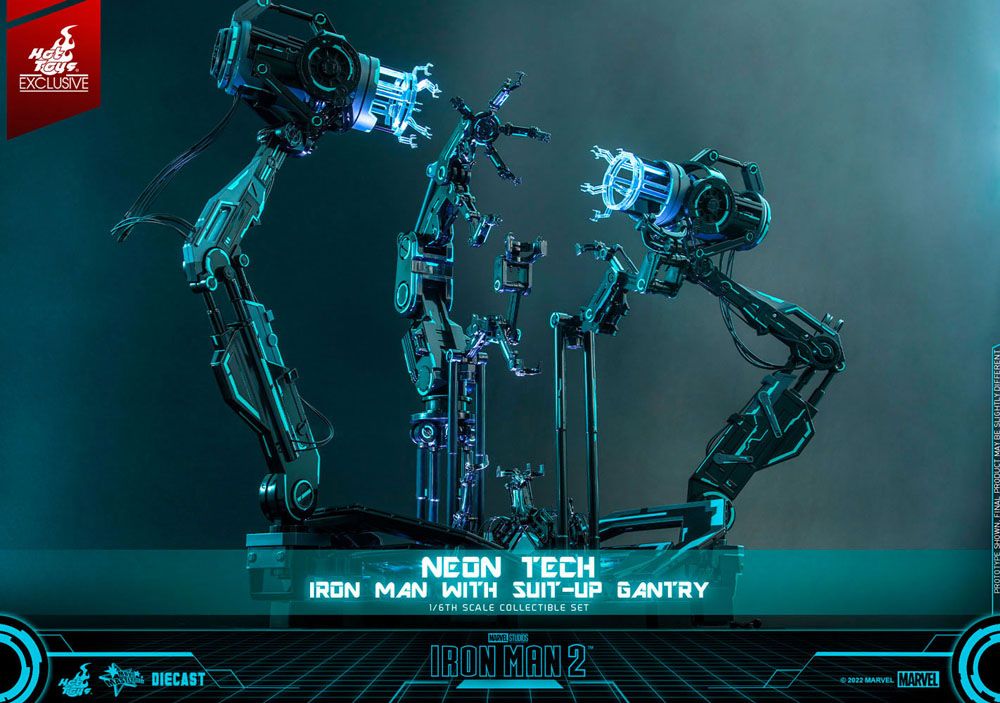 Iron Man 2 Actionfigur 1/6 Neon Tech Iron Man mit Suit-Up Gantry 32 cm