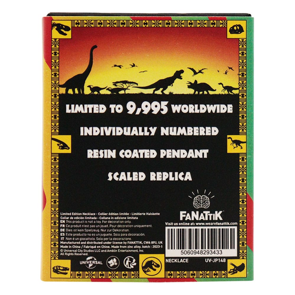 Jurassic Park Halskette mit Bernsteinanhänger Limited Edtiton