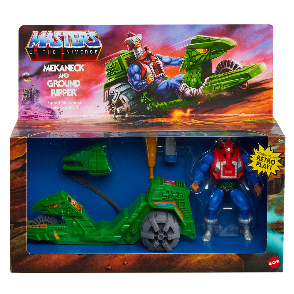 Masters of the Universe Origins Actionfigur mit Fahrzeug Mekaneck & Ground Ripper 14 cm