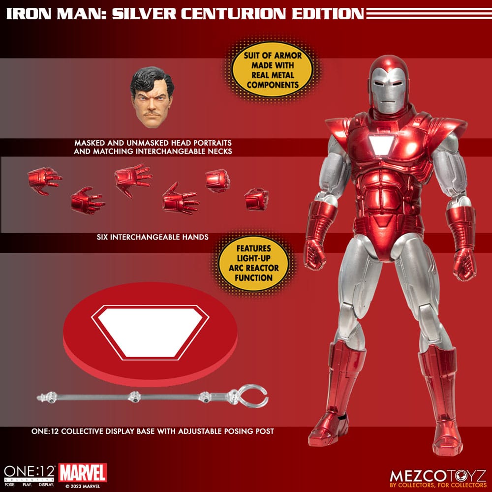 Marvel Actionfigur 1/12 Iron Man (Silver Centurion Edition) 16 cm