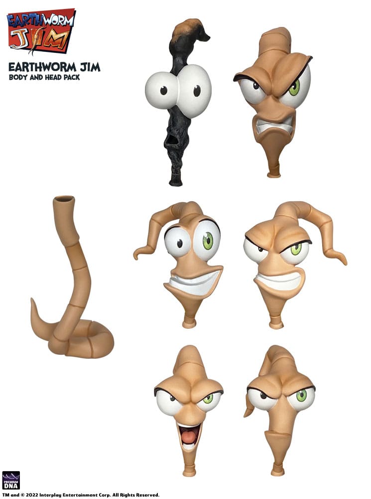 Earthworm Jim Zubehör-Set Wave 1: Worm Body & Jim Heads Accessory Pack