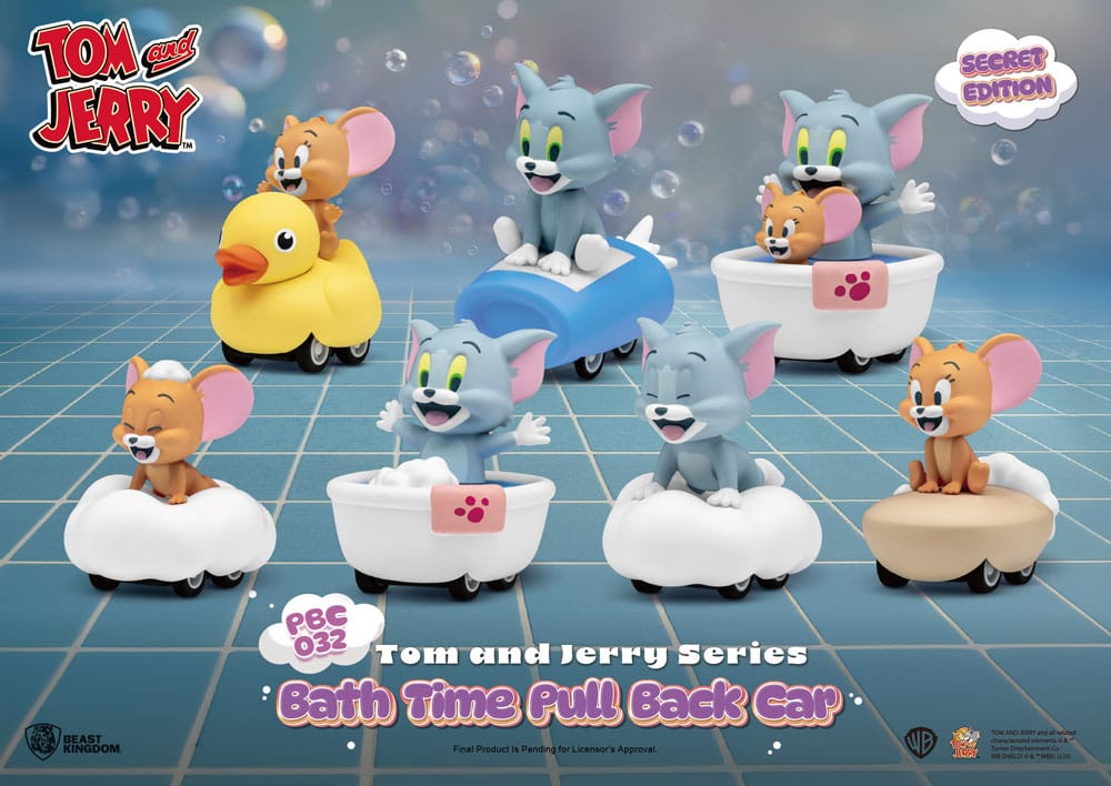 Tom & Jerry Pull Back Car Series Rückzug-Autos Bath Time Blind Box 6er-Pack 
