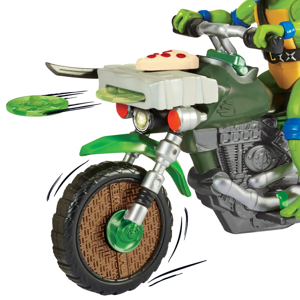 Teenage Mutant Ninja Turtles: Mutant Mayhem Drive N Kick Action Figur Leonardo & Motorrad 11 cm 