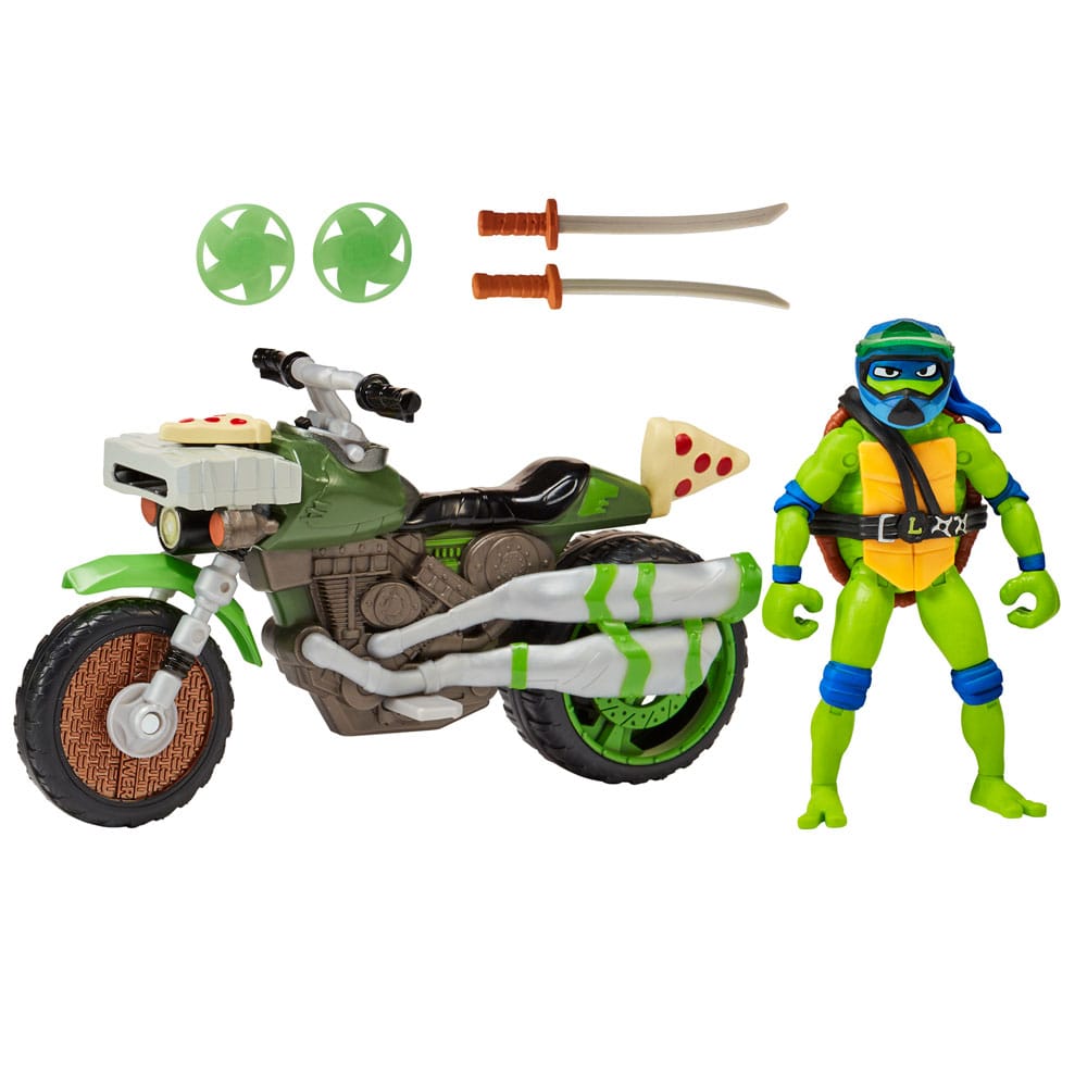 Teenage Mutant Ninja Turtles: Mutant Mayhem Drive N Kick Action Figur Leonardo & Motorrad 11 cm 