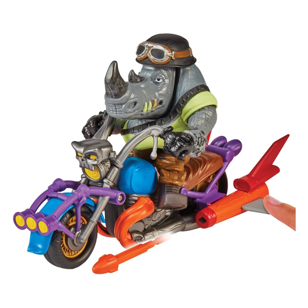 Teenage Mutant Ninja Turtles Actionfigur mit Fahrzeug Rocksteady & Chopper 12 cm 