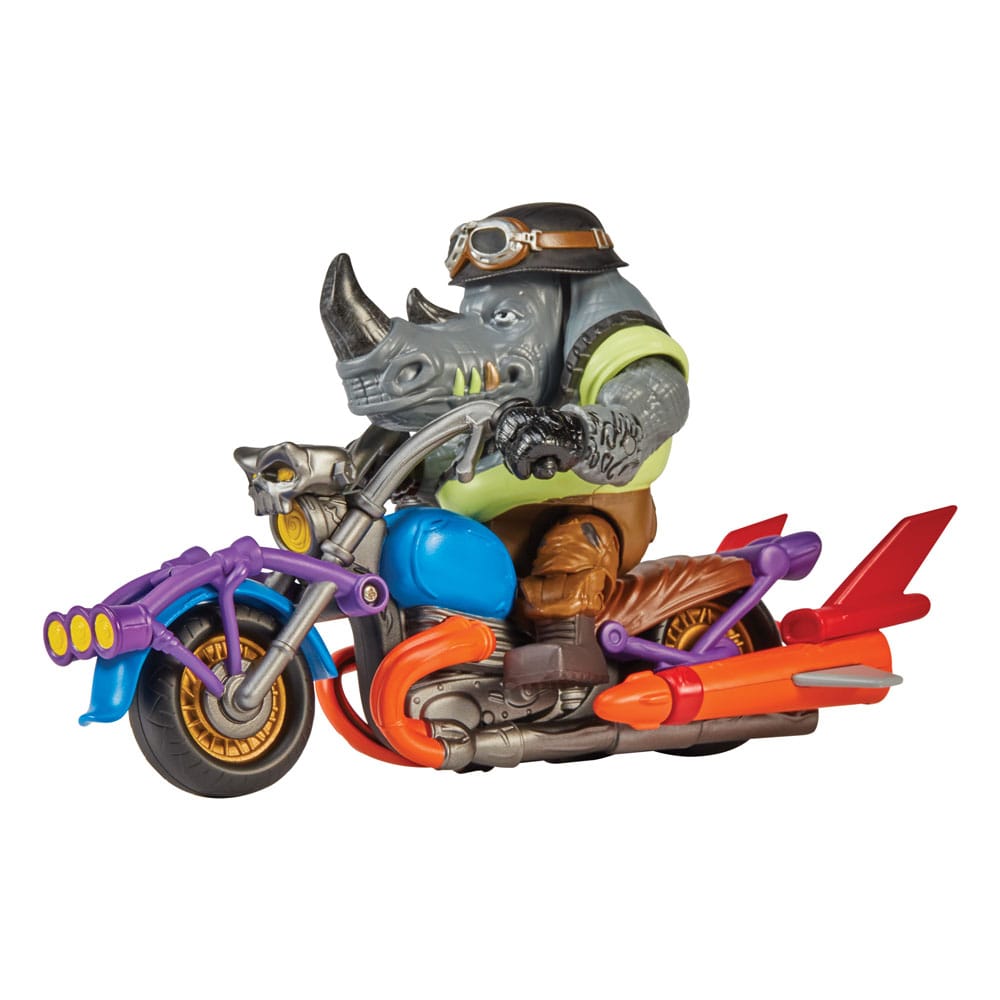 Teenage Mutant Ninja Turtles Actionfigur mit Fahrzeug Rocksteady & Chopper 12 cm 