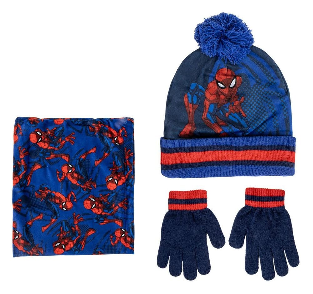 Marvel 3er-Set Beanie, Schlauchtuch Snood & Handschuhe Spider-Man