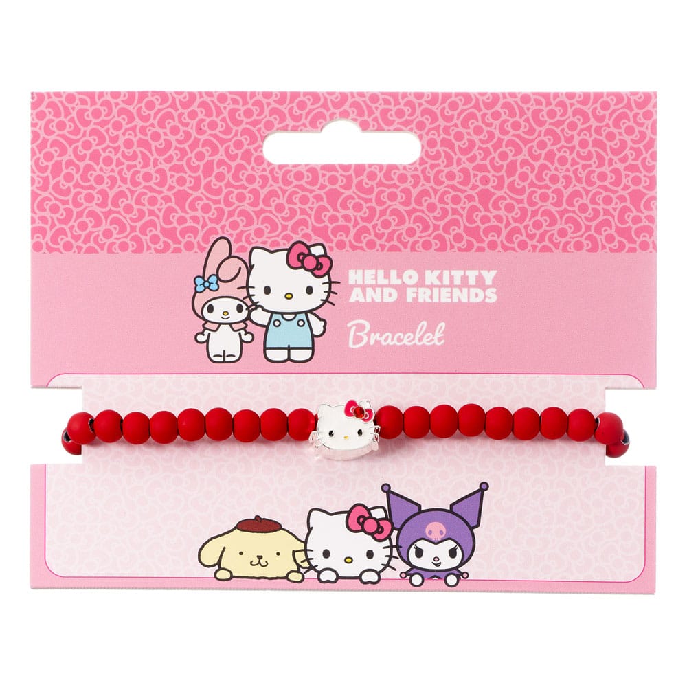 Hello Kitty Armband rote Perlen mit Hello Kitty Anhänger 21 cm