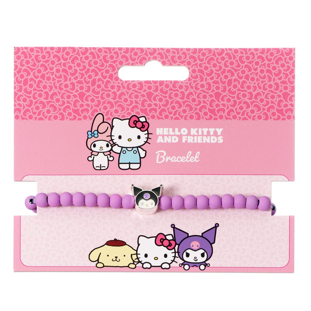 Hello Kitty Armband lila Perlen mit Kuromi Anhänger 21 cm