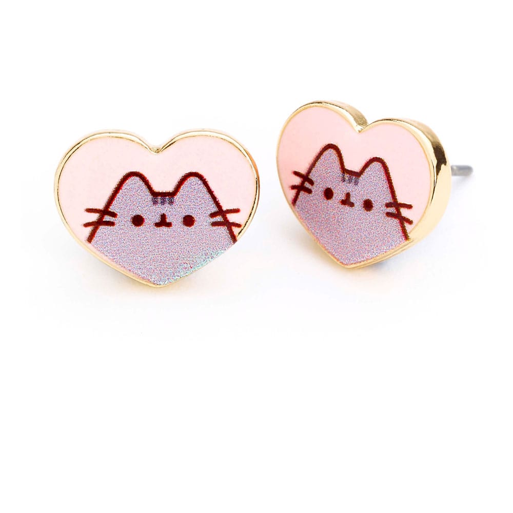 Pusheen Stud Ohrringe Pink and Gold Heart