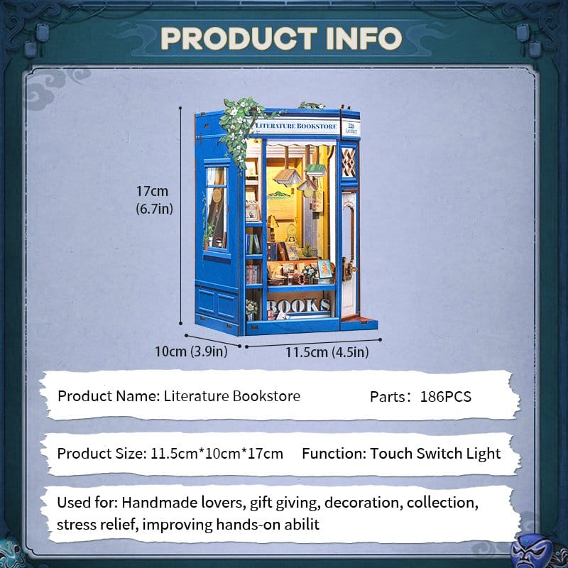 Book Nook Literature Bookstore 17 x 12 cm    