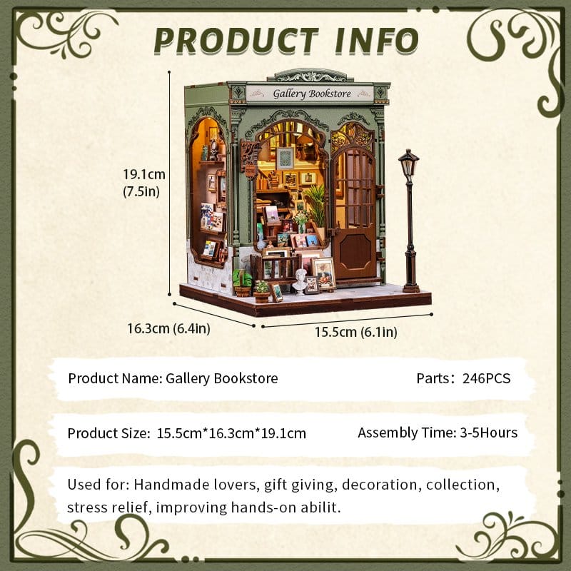 Miniature House Model Kit Gallery Bookstore 20 x 16 cm  