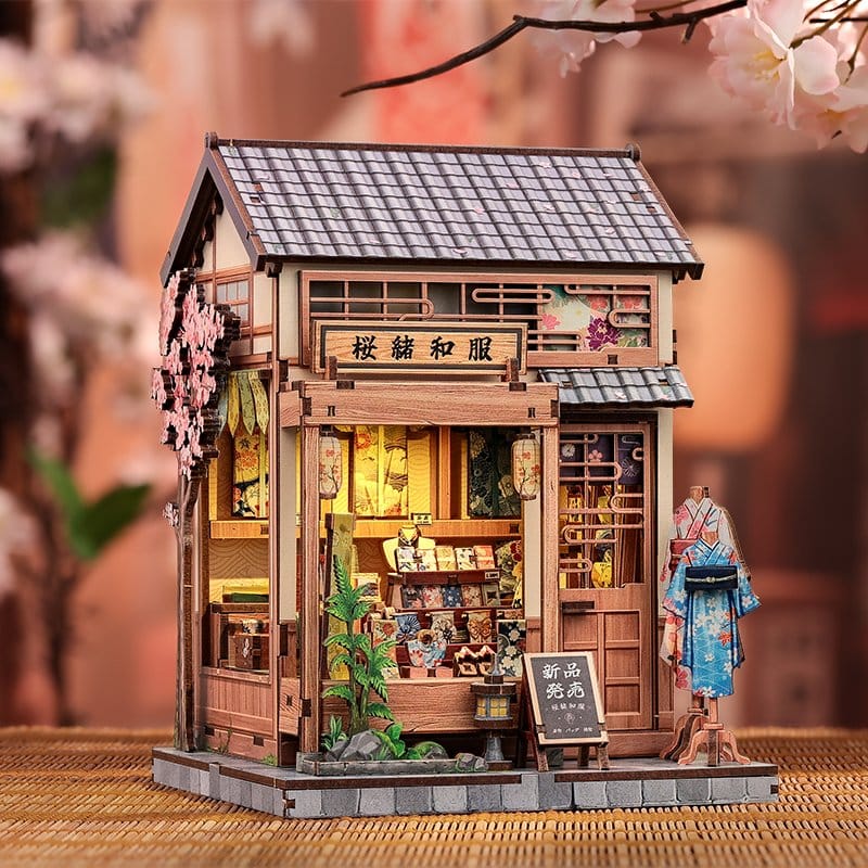 Miniature House Model Kit Sakura O Kimono Shop 19 x 14 cm  