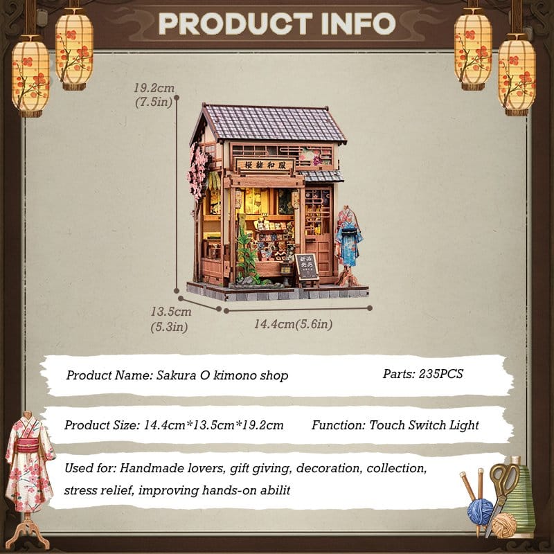 Miniature House Model Kit Sakura O Kimono Shop 19 x 14 cm  