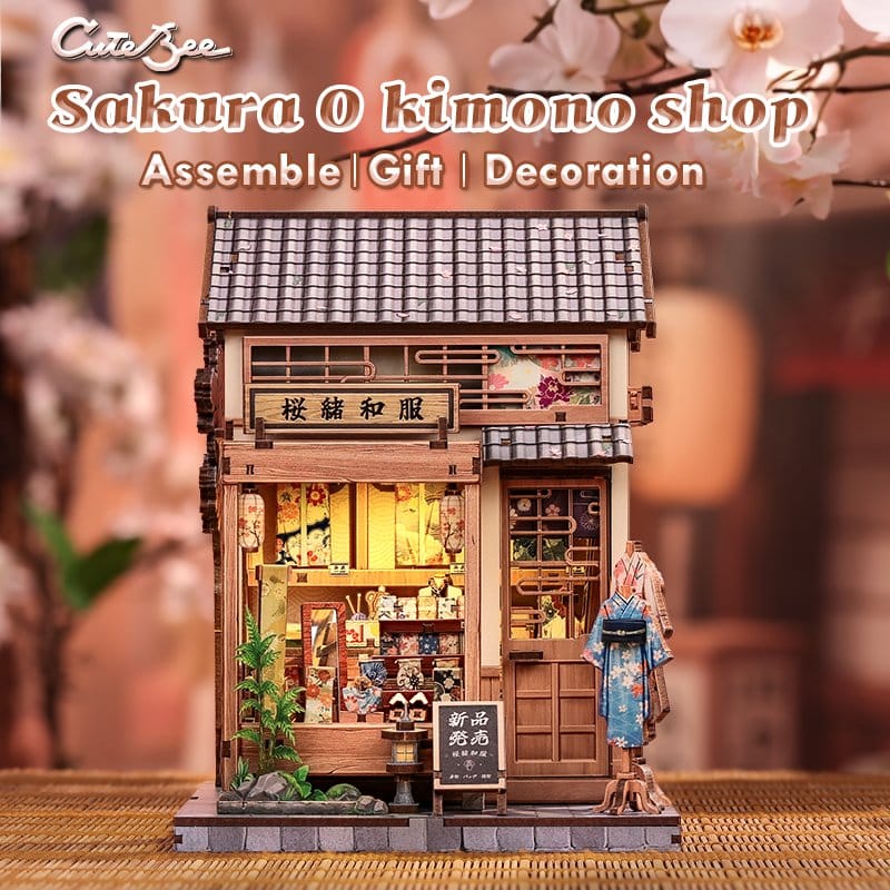 Miniature House Model Kit Sakura O Kimono Shop 19 x 14 cm  