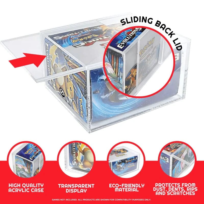 Evoretro Acryl Display Case für Booster Boxen / Elite Trainer Boxes Ver. 1 with Sliding Lid  