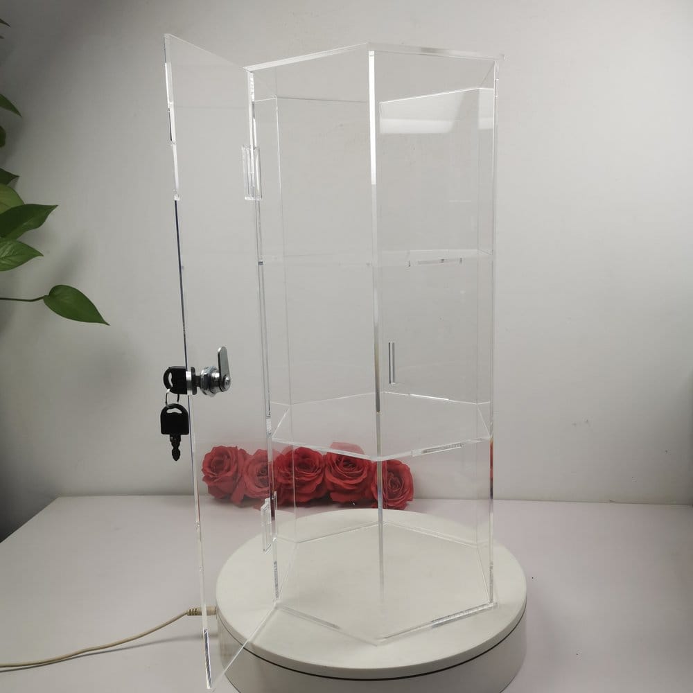Evoretro 3-stufiger abschließbarer sechseckiger Acryl-Displayturm