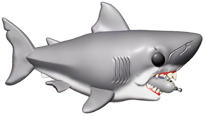 Der weiße Hai Oversized POP! Movies Vinyl Figur Jaws with Diving Tank 15 cm 