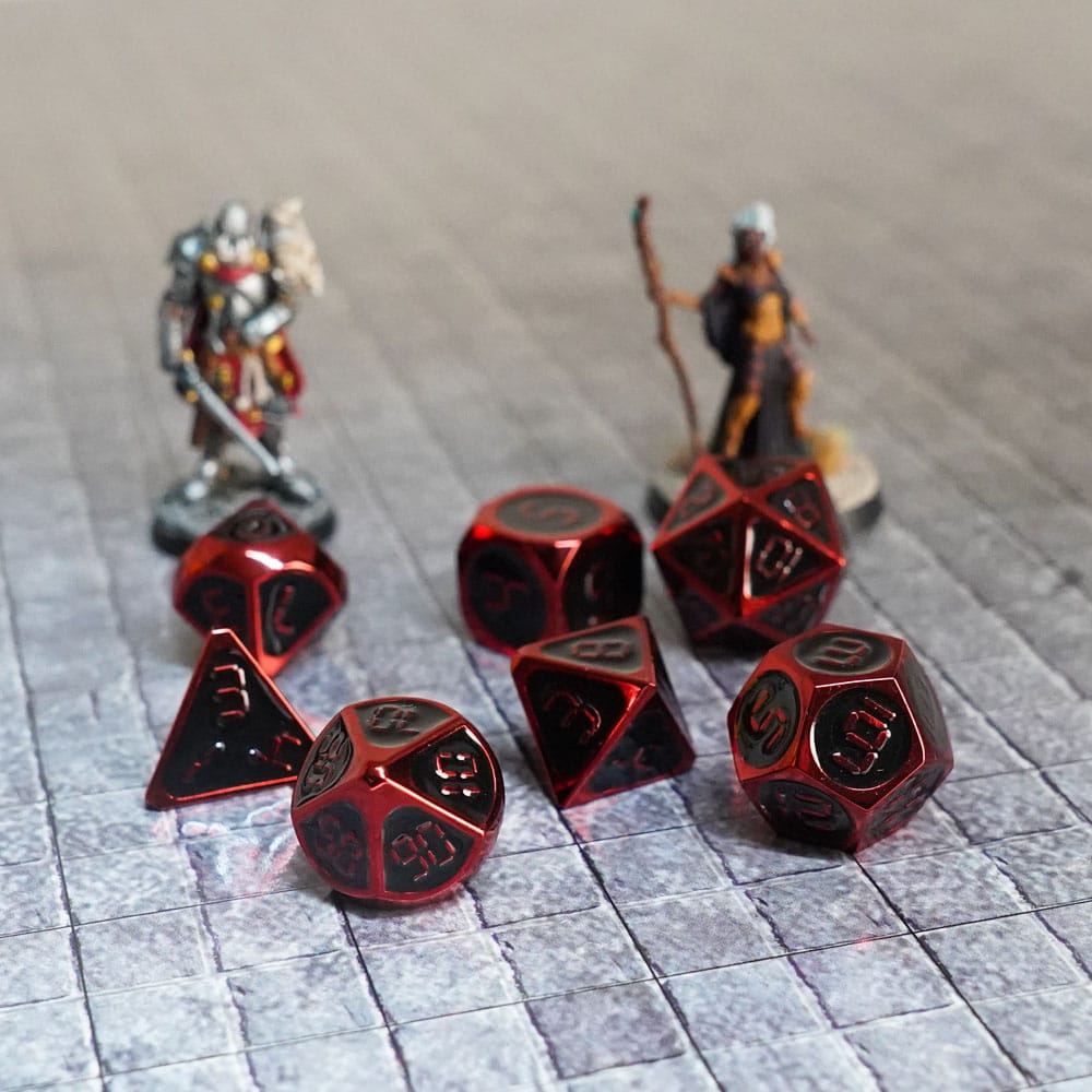 FanRoll Würfel Set Red with Black Enamel (7)