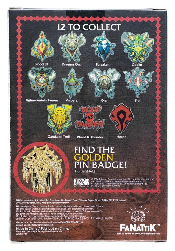World of Warcraft Mystery Ansteck-Pins Horde Blind Box Display (12)