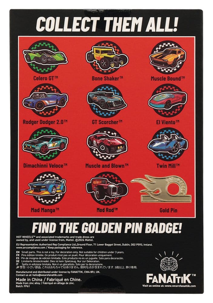 Hot Wheels Mystery Ansteck-Pins Blind Box Display (12)