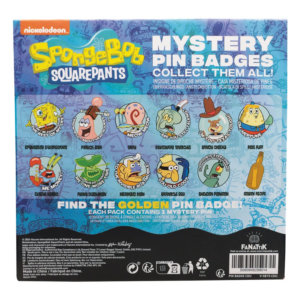 SpongeBob Schwammkopf Ansteck-Pins Display Mystery Pin Badge (12)    