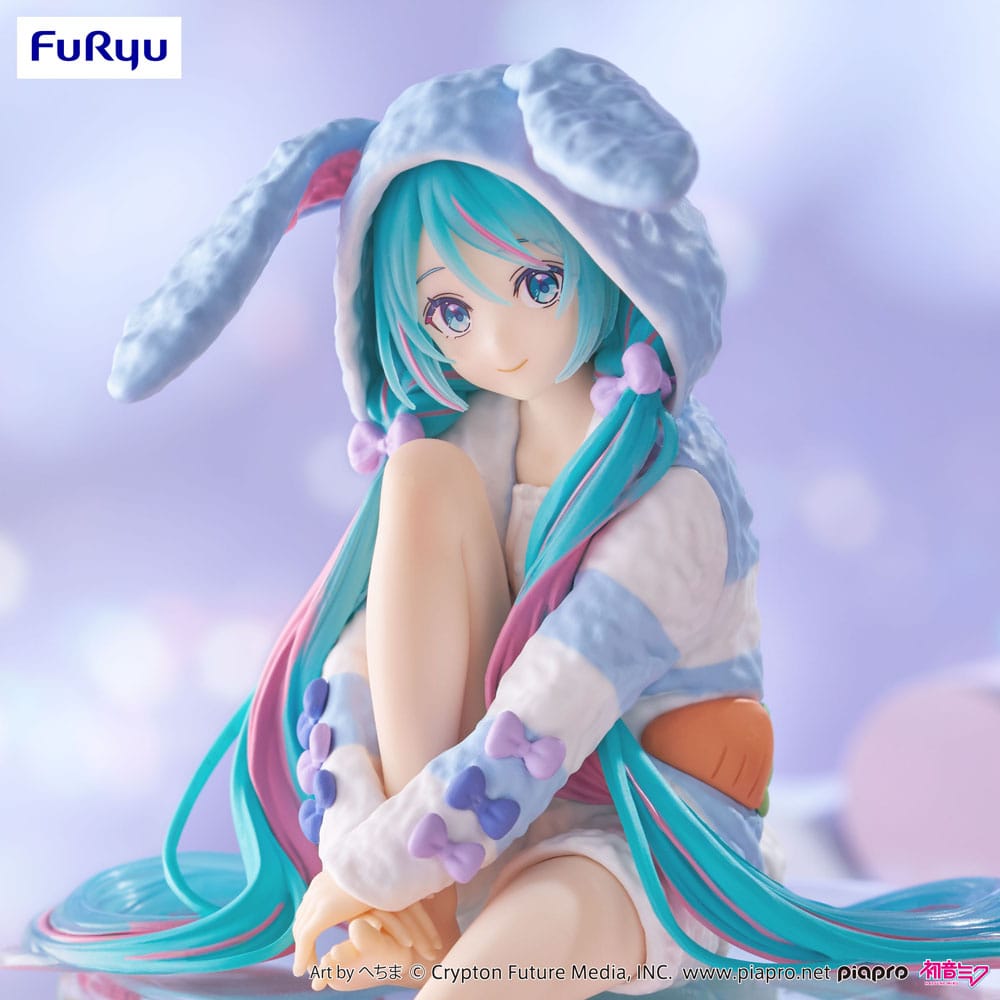 Hatsune Miku Noodle Stopper PVC Statue Hatsune Miku Rabbit Ear Hood Pajama Blue Color Ver. 14 cm     
