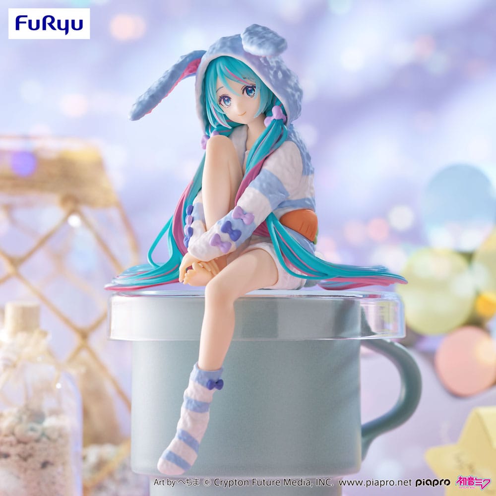 Hatsune Miku Noodle Stopper PVC Statue Hatsune Miku Rabbit Ear Hood Pajama Blue Color Ver. 14 cm     