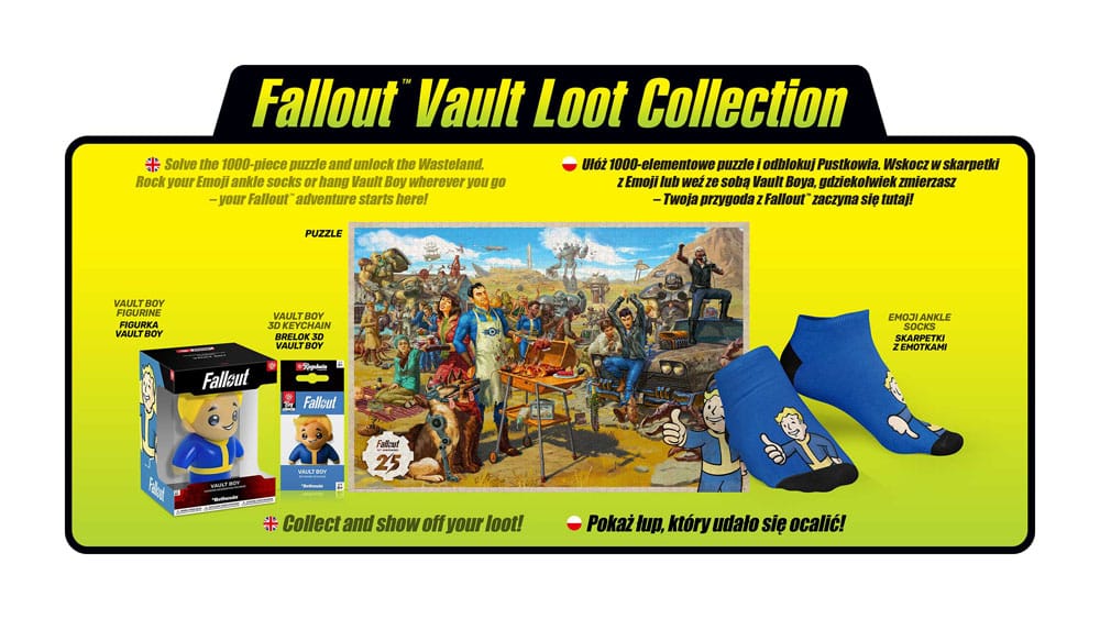 Fallout Geschenkset Fallout Vault Loot Collection (Puzzle, Socken, Figur & Schlüsselanhänger)