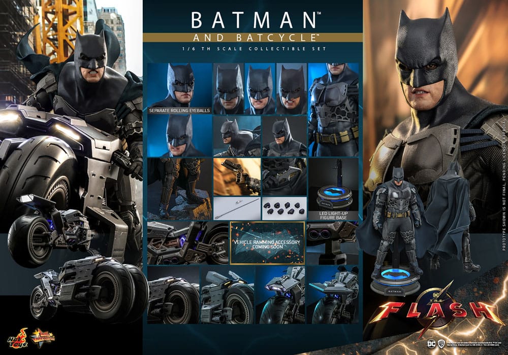 The Flash Movie Masterpiece Actionfigur mit Fahrzeug 1/6 Batman & Batcycle Set 30 cm
