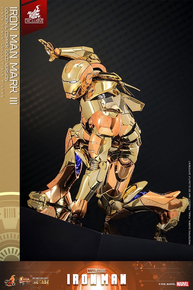 Iron Man Movie Masterpiece Diecast Actionfigur 1/6 Iron Man Mark III (Golden & Copper Gold Version) Hot Toys Exclusive 33 cm