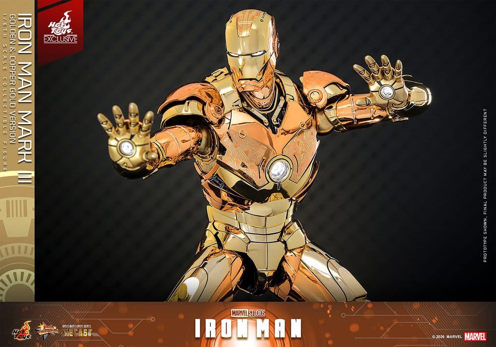 Iron Man Movie Masterpiece Diecast Actionfigur 1/6 Iron Man Mark III (Golden & Copper Gold Version) Hot Toys Exclusive 33 cm