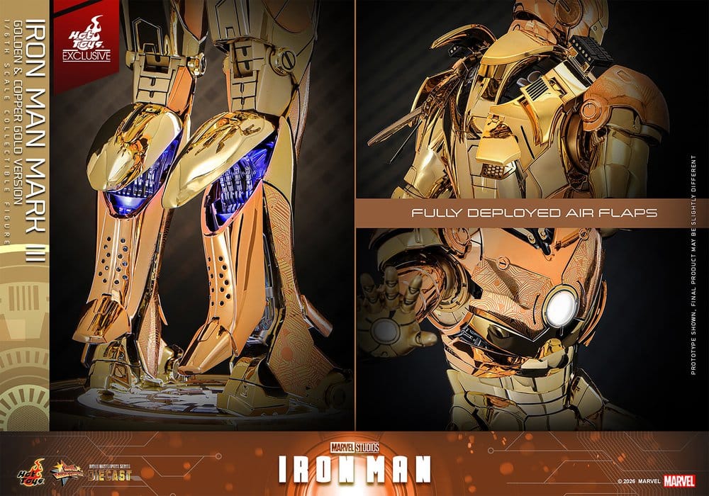 Iron Man Movie Masterpiece Diecast Actionfigur 1/6 Iron Man Mark III (Golden & Copper Gold Version) Hot Toys Exclusive 33 cm