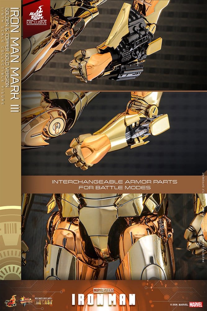 Iron Man Movie Masterpiece Diecast Actionfigur 1/6 Iron Man Mark III (Golden & Copper Gold Version) Hot Toys Exclusive 33 cm