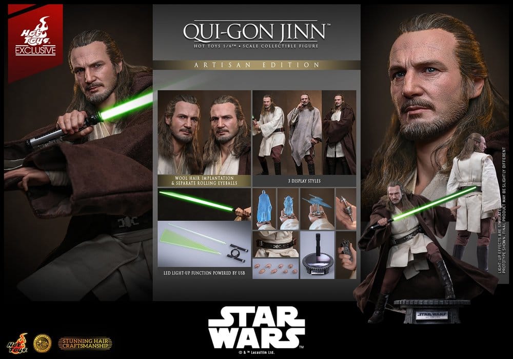 Star Wars: Die dunkle Bedrohung Movie Masterpiece Actionfigur 1/6 Qui-Gon Jinn (Artisan Edition) Hot Toys Exclusive 32 cm