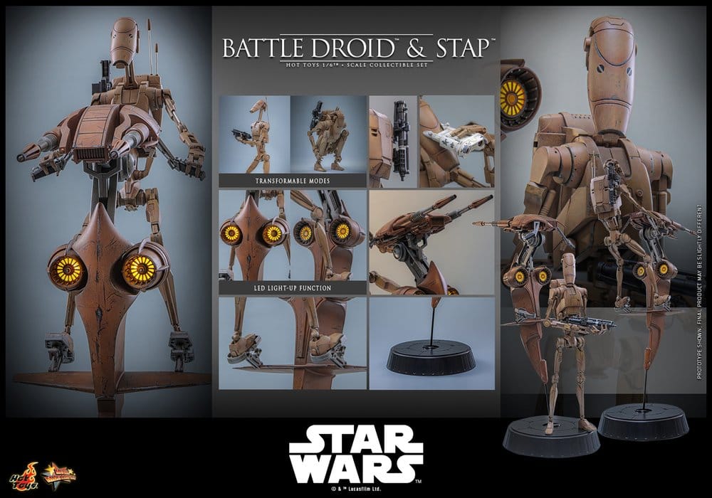 Star Wars: The Phantom Menace Movie Masterpiece Actionfiguren Set 1/6 Battle Droid & STAP 32 cm