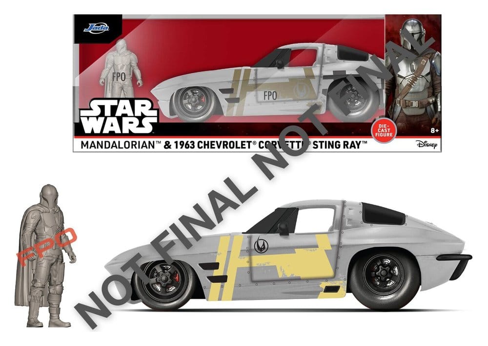 Star Wars Diecast Modell 1:24 Mandalorian Chevrolet Corvette Sting Ray 1963