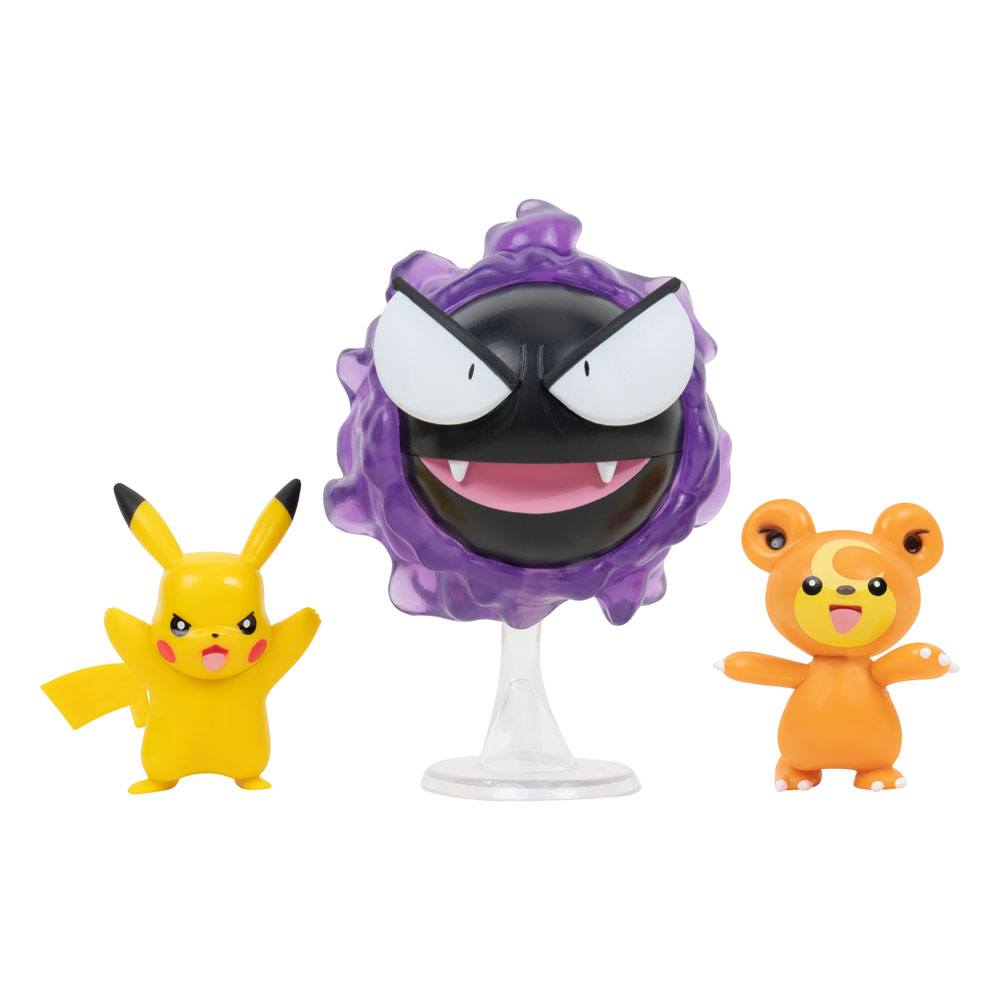 Pokémon Battle Figuren 3er-Pack Teddiursa, Pikachu #9, Nebulak 5 cm