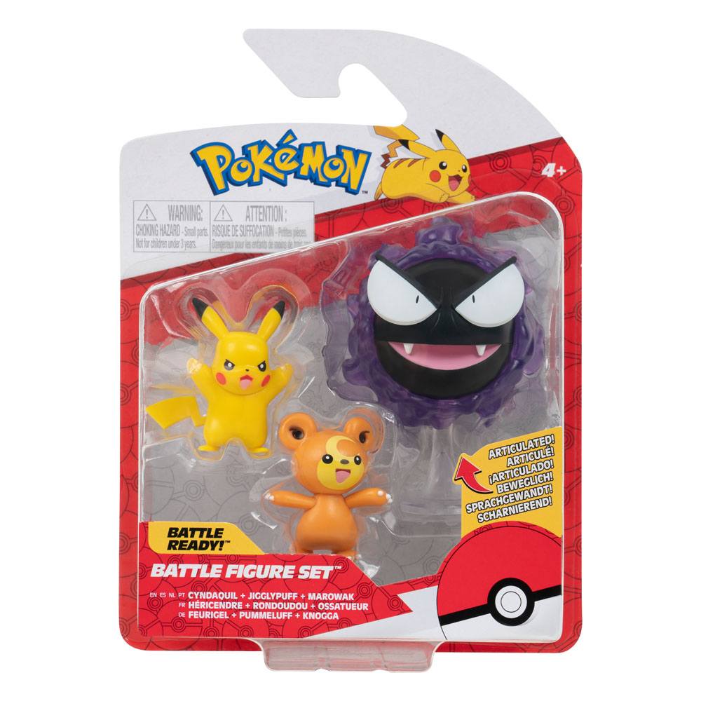Pokémon Battle Figuren 3er-Pack Teddiursa, Pikachu #9, Nebulak 5 cm