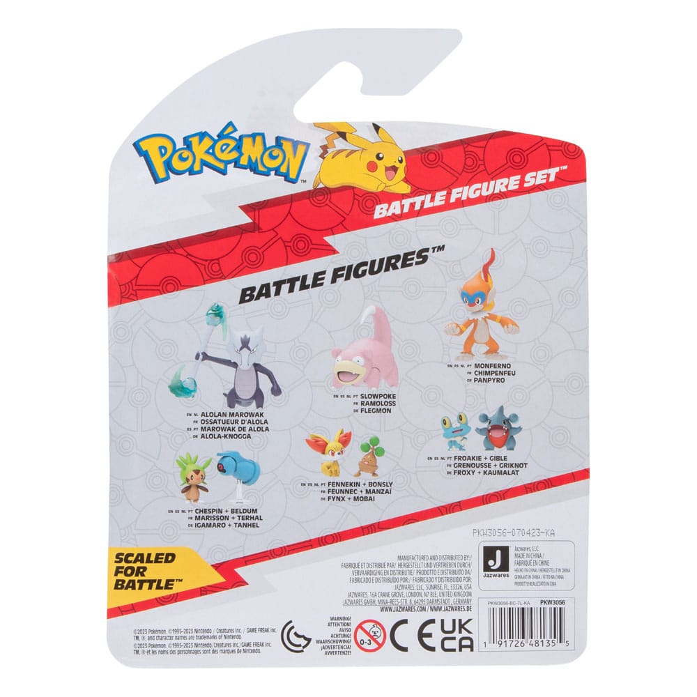 Pokémon Battle Figure Set Figuren 3er-Pack Pikachu (Weiblich), Lichtel, Flegmon 5 cm 