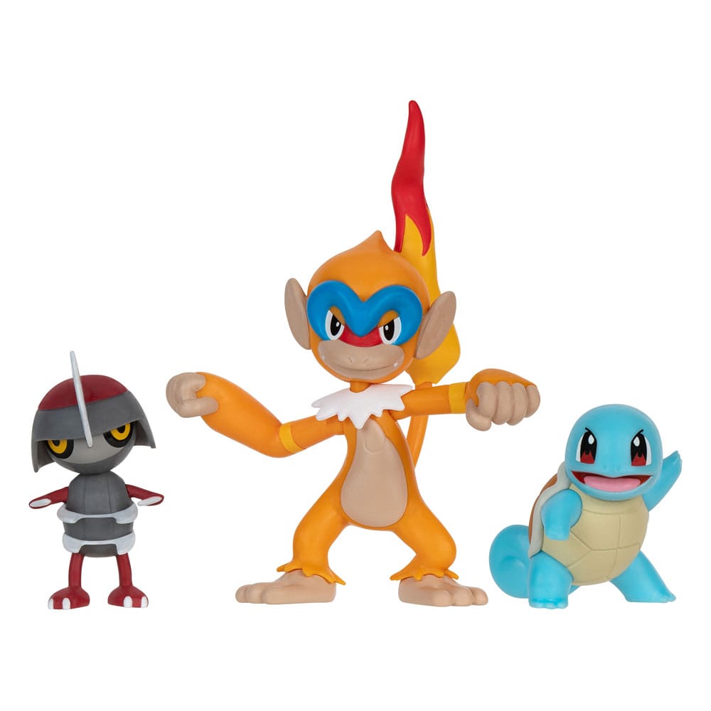 Pokémon Battle Figure Set Figuren 3er-Pack Gladiantri, Schiggy #1, Panpyro 5 cm 