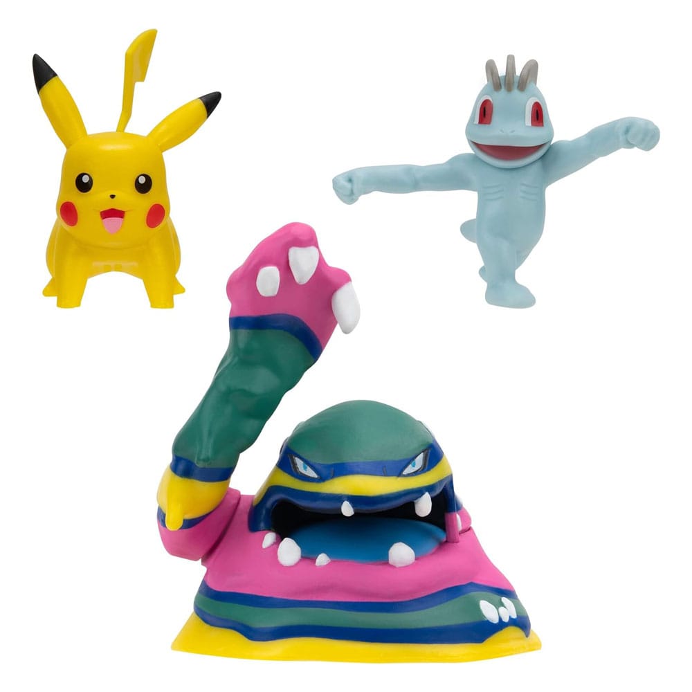 Pokémon Battle Figure Set Figuren 3er-Pack Machollo, Pikachu #1, Alolan Sleimok 5 cm         