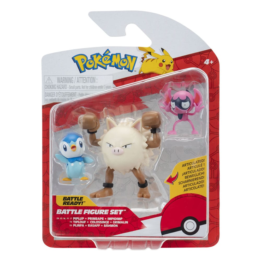 Pokémon First Partner Battle Figure Set Figuren 3er-Pack Bähmon, Plinfa & Rasaff