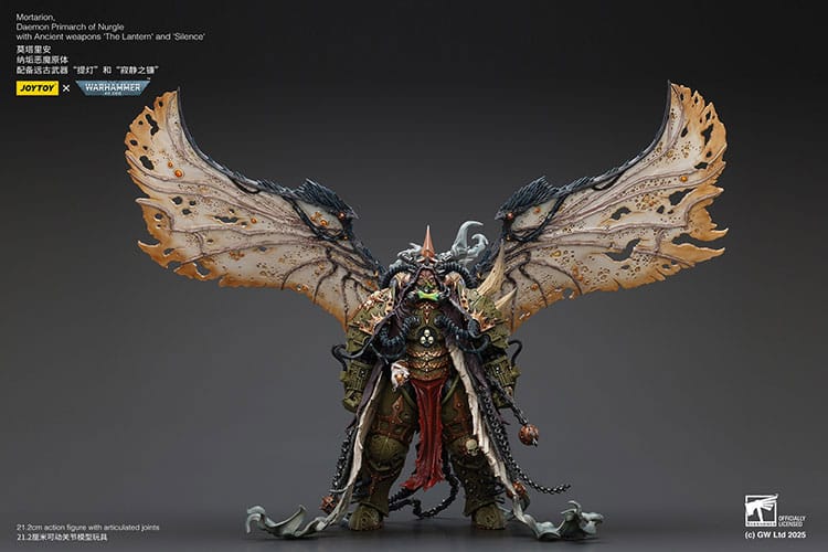 Warhammer 40k Actionfigur 1/18 Mortarion Daemon Primarch of Nurgle with Ancient weapons The Lantern and Silence 21 cm