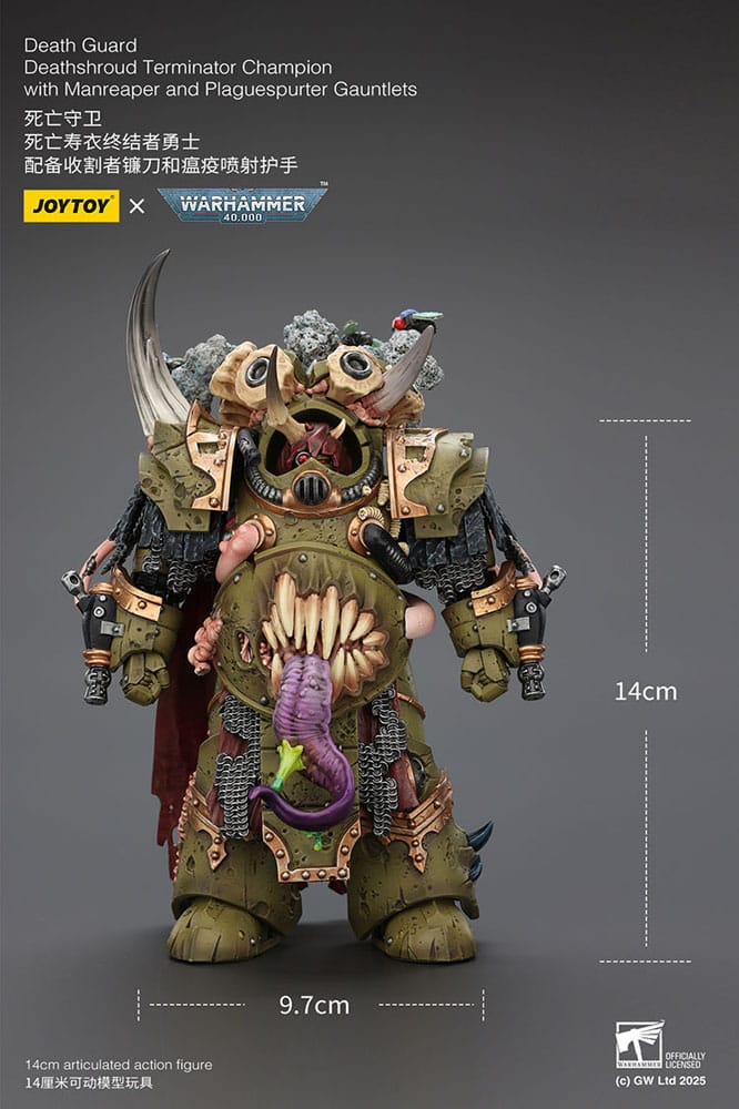 Warhammer 40k Actionfigur 1/18 Death Guard Deathshroud Terminator 1 with Manreaper and Plaguespurter Gauntlet 14 cm 