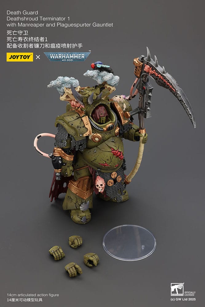 Warhammer 40k Actionfigur 1/18 Death Guard Deathshroud Terminator 1 with Manreaper and Plaguespurter Gauntlet 14 cm 